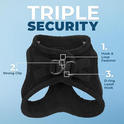 Voyager Step-In Plush Dog Harness – Soft Plush, Step In Vest Harness for Small and Medium Dogs by Best Pet Supplies - Harness (Black Plush), XL (Chest: 20.5 - 23")
