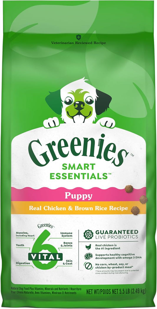 Greenies Smart Essentials Puppy High Protein Dry Dog Food Real Chicken & Brown Rice Recipe, 5.5 lb. Bag