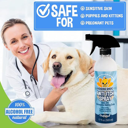 Bodhi Dog Anti Itch Spray | 100% Natural Soothing Relief for Dry, Itchy, Bitten or Allergy Damaged Skin Treatment | Anti Itch Spray for Dogs & Cats | Made in USA (Oatmeal, 17 oz)