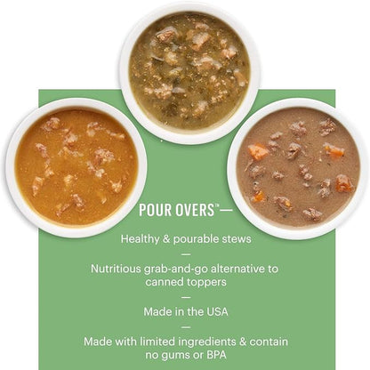 Variety Pack (6) Honest Kitchen Pumpkin Pour Overs Wet Dog Food Topper (2) Chicken (2) Salmon (2) Turkey (5.5-oz Each) with AuroraPet Wipes