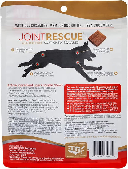ARK NATURALS Joint Rescue Dog Chew, Beef Flavor, Joint Supplement with Glucosamine & Chondroitin, 2 Pack