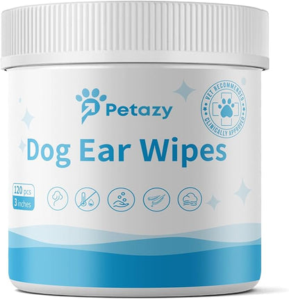 Dog Ear Wipes for Dog | Unscented Dog Ear Cleaner for Dogs | Remove Dirt Wax Itch Odor | Natural Cleaning Puppy Ear Wipes | Soothing Ear Wipes for Pets Cat | Organic Ingredients | 125 XL Pcs