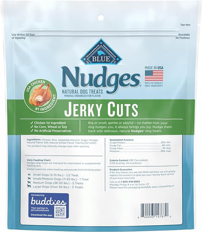 Blue Buffalo Nudges Jerky Cuts Natural Dog Treats, Chicken, 10oz Bag