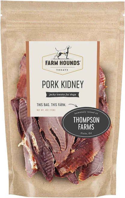 Farm Hounds Pork Kidney Jerky Treats for Dogs, Premium Dried Dog Treats, High Protein Training Treat for Small & Large Dogs, Natural & Healthy Dog Treats, Made in USA, Pork Kidney 4oz