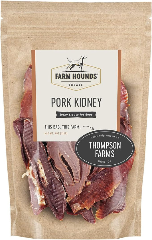 Farm Hounds Pork Kidney Jerky Treats for Dogs, Premium Dried Dog Treats, High Protein Training Treat for Small & Large Dogs, Natural & Healthy Dog Treats, Made in USA, Pork Kidney 4oz