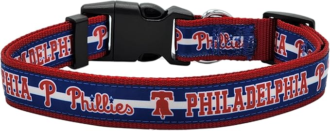 MLB Philadelphia Phillies Licensed PET COLLAR- Heavy-Duty, Strong, and Durable Dog Collar. Available in 29 Baseball Teams and 4 Sizes