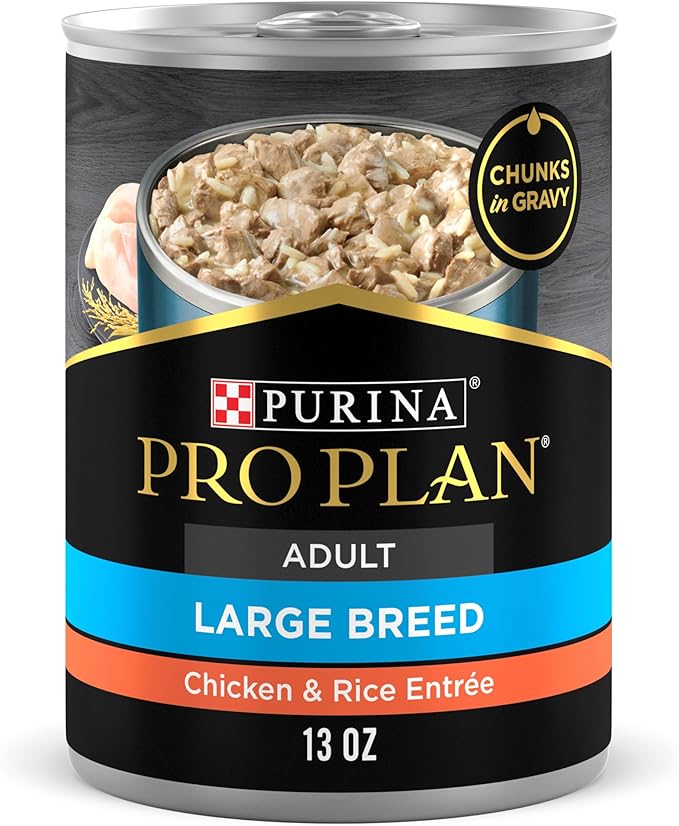 Purina Pro Plan Gravy Wet Dog Food for Large Dogs, Large Breed Chicken and Rice Entree - (Pack of 12) 13 oz. Cans