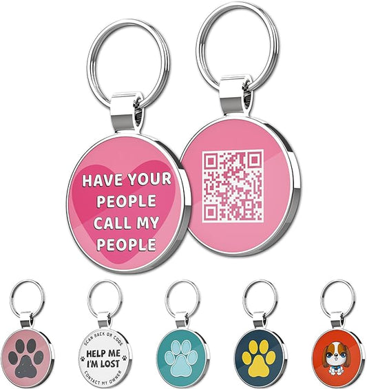 MYLUCKYTAG QR Code Pet ID Tags Dog Tags - Pet Online Profile - Scan QR Receive Instant Pet Location Alert Email