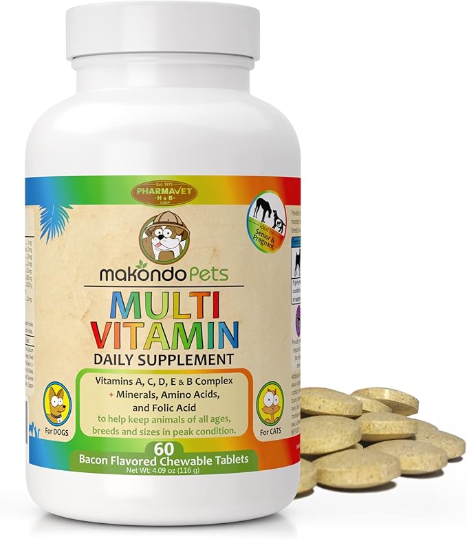 Prenatal Dog Vitamins – Multivitamin for Dogs and Cats with Folic Acid, Minerals and Amino Acids. Ideal for Pregnant, Breast Feeding and Newborn Pets – Senior Dog Supplement, Complete Puppy Vitamins.