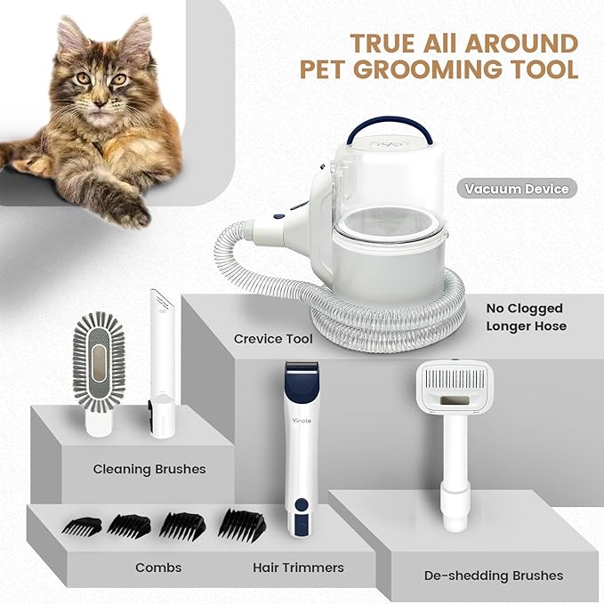 P50 Dog Grooming Vacuum, Pet Grooming Vacuum with Dog Clippers,Deshedding Grooming Tools,Cleaning Tools, 2.5L Large Cup, 12Kpa Adjustable Suction, Ultra-Quiet Pet Grooming Vacuum for Dogs Cats
