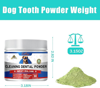 Dog Teeth Cleaning Powder,Herbal Dog Dental Powder with Breath Freshener,Plaque Remover for Teeth Dog Targets Tartar & Bad Breath,Healthy Mouth for Dogs