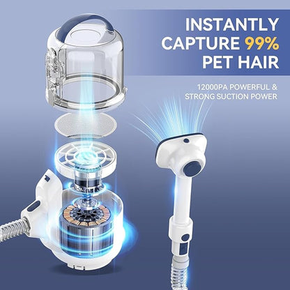 P50 Dog Grooming Vacuum, Pet Grooming Vacuum with Dog Clippers,Deshedding Grooming Tools,Cleaning Tools, 2.5L Large Cup, 12Kpa Adjustable Suction, Ultra-Quiet Pet Grooming Vacuum for Dogs Cats