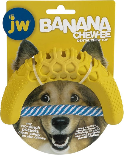JW Pet CHEW-EE Dental Dog Chew Toy; Cleans Your Pet's Teeth and Gums As They Play; Add Their Favorite Flavors, Banana,Yellow