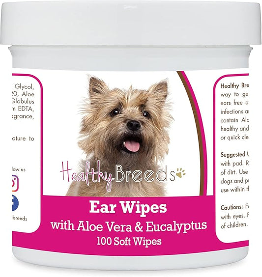 Healthy Breeds Cairn Terrier Ear Cleaning Wipes with Aloe & Eucalyptus for Dogs 100 Count