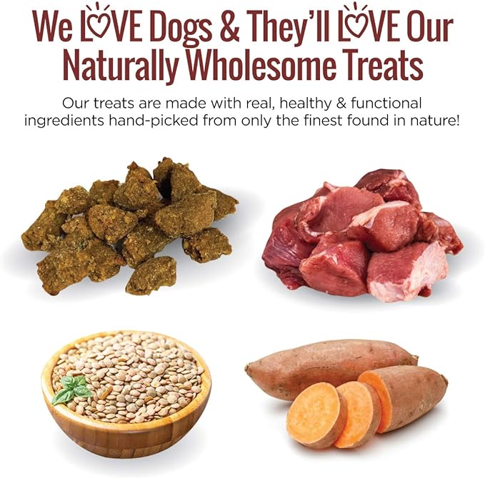 All Natural Dog Treats - Wild Boar & Sweet Potato - Training Treats for Dogs with Allergies, Sensitive Stomachs - Soft Dog Treats, Chewy, Grain Free, Human-Grade, Made in USA - 5oz Bag