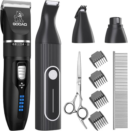 Dog Clippers Grooming Kit for Thick Hair&Coats -4 in 1Low Noise -Rechargeable-Cordless Quiet Paw Trimmer Nail Grinder, Dog Trimmer Grooming,Pet Hair Shaver for Small and Large Dogs Cats