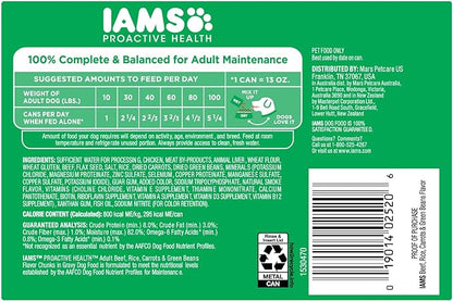 IAMS PROACTIVE HEALTH Adult Wet Dog Food Chunks in Gravy Beef, Rice, Carrots & Green Beans Flavor, 12-Pack of 13 oz. Cans