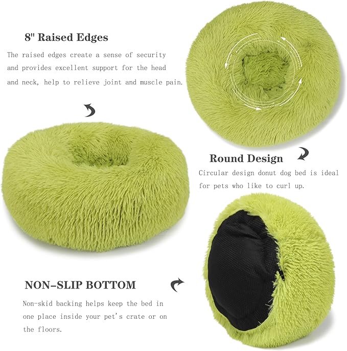 Puppy Bed for Calming Dog 23 Inches Dark Gray Anti-Anxiety Donut Dog Bed for Small Medium Dogs Washable Fuzzy Dog Bed Fits up to 15 lbs Pets Beds for Small Dog