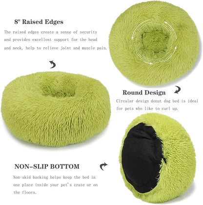 Puppy Bed for Calming Dog 23 Inches Dark Gray Anti-Anxiety Donut Dog Bed for Small Medium Dogs Washable Fuzzy Dog Bed Fits up to 15 lbs Pets Beds for Small Dog