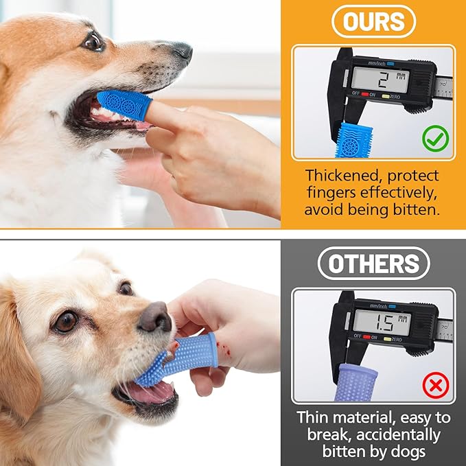 MEWTOGO Dog Toothbrush - Finger Toothbrush for Medium Large Dogs, 360° Food Grade Silicone Dog Tooth Brushing Kit with Storage Box for Dog Teeth Cleaning Dental Care, 12 Pcs