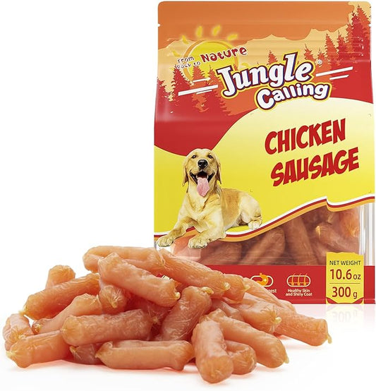 Jungle Calling Dog Treats Chicken Jerky Training Treats, Slow Roasted Snacks for Medium and Large Dogs Chewy Treats 10.6 Ounce (Chicken Sausage)