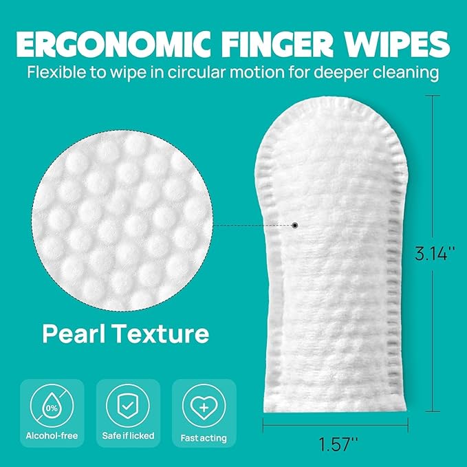 Teeth Cleaning Finger Wipes for Dogs & Cats - Gentle Removing Bad Breath & Plaque & Tartar Buildup - Disposable Dog Tooth Brushing Kit Wipes, Dog Dental Care Wipes - 50 Counts