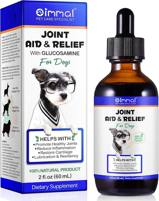 Hip & Joint Glucosamine Drops for Dogs, Supports Joint Health, Dog Joint Pain Relief Treats - Enhances Mobility Support, Joint Supplement for Dogs, Bacon Flavor - 60ml / 2 fl.oz
