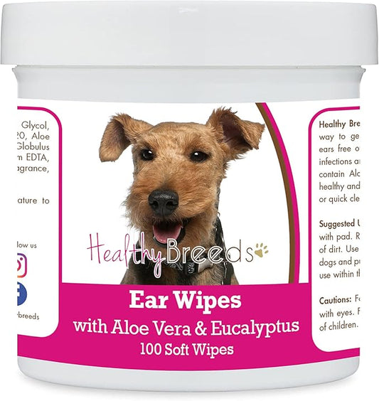Healthy Breeds Welsh Terrier Ear Cleaning Wipes with Aloe & Eucalyptus for Dogs 100 Count
