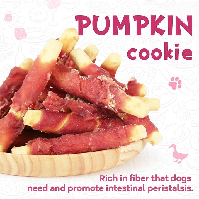 Dog Treats Pumpkin Biscuits Sticks w/Duck Low Fat Dog Snacks, Healthy Dog Biscuits with Taurine for Small Dogs, 12.5oz