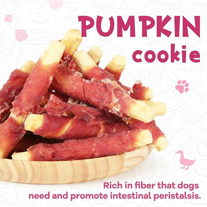 Dog Treats Pumpkin Biscuits Sticks w/Duck Low Fat Dog Snacks, Healthy Dog Biscuits with Taurine for Small Dogs, 12.5oz