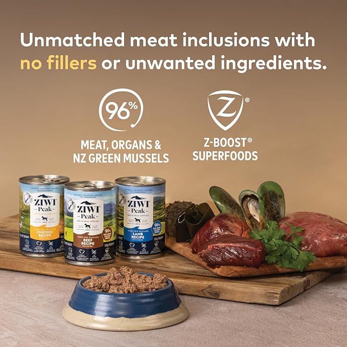 ZIWI Peak Canned Wet Dog Food – All Natural, High Protein, Grain Free, Limited Ingredient, with Superfoods (Tripe & Lamb, Case of 12, 6oz Cans)