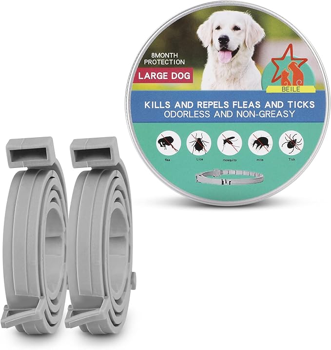 UrbanX Natural Flea Flea & Tick Treatment & Prevention Collar for Medium & Large Dogs, Waterproof, Adjustable (2 Packs)