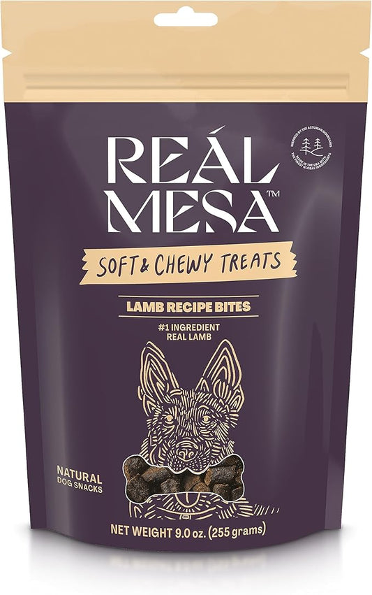 Real Mesa Soft & Chewy Lamb Recipe Dog Treats - for Small, Medium and Large Dog Sizes, Training Snacks Chewy Style (9oz)