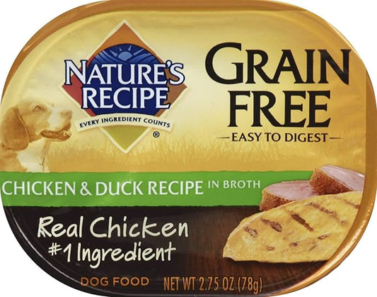 Nature's Recipe Easy to Digest Wet Dog Food, Chicken & Duck in Broth Recipe, 2.75 Ounce Cup, Grain Free