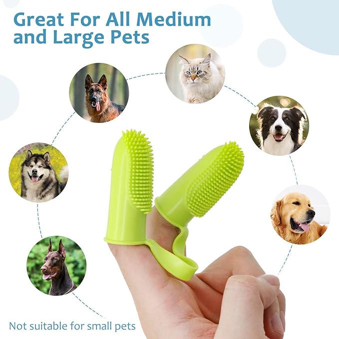Dog Toothbrush Kit, 6Pack Dog Finger Toothbrush for Dog Teeth Cleaning&Dog Dental Care, Cat Toothbrush Dog Tooth Brush Puppy Toothbrush Pet Toothbrush (Green (6-Pack))