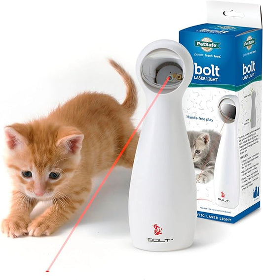 PetSafe Bolt - Automatic Cat Laser Toy - Interactive - Relieves Anxiety & Boredom - Bug-Like Laser Pattern Keeps Them Entertained - Hands-Free Play - Auto Shut Off Prevents Overstimulation