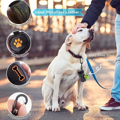 simpletome Dog Waste Bag Dispenser for Leash Belt Waterproof Microfiber Leather YKK Zipper (Starry Sky)