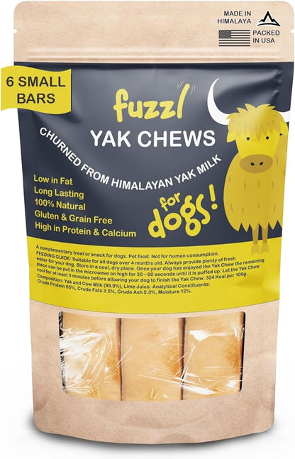 Premium Yak Cheese Himalayan Dog Chews - 6 Bars Small Natural Dog Treats Milkbone Yak Chews No Hide Dog Food Long Lasting Dog Dental Sticks Milk Chews Cheese Stick