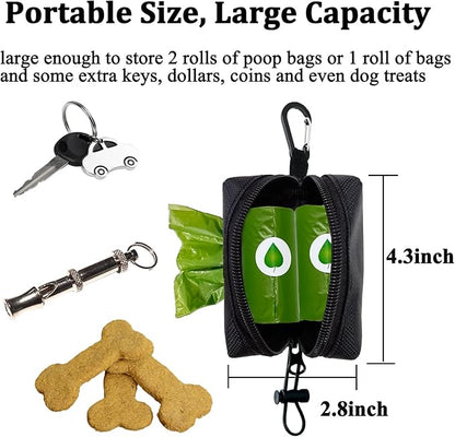 Dog Poop Bag Holder, 2 Pack Poop Bag Holder for Leash, CAKOVANO Pet Waste Bag Dispenser Dog Bag Holder Leash Attachment, Poop Bag Dispenser with Carabiner Clip with 2 Rolls of Poop Bags