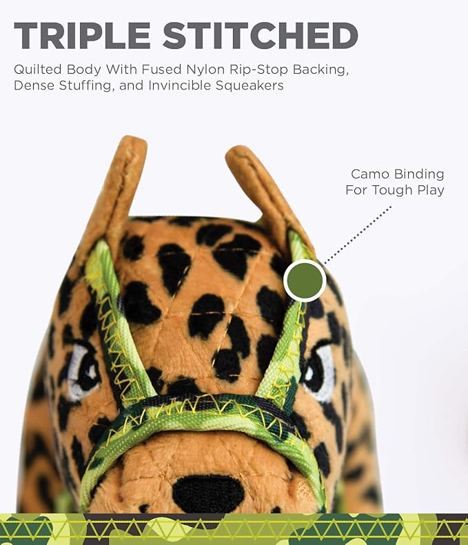Outward Hound Xtreme Seamz Leopard Squeaky Dog Toy - Reinforced Dense Stuffing Plush Toy