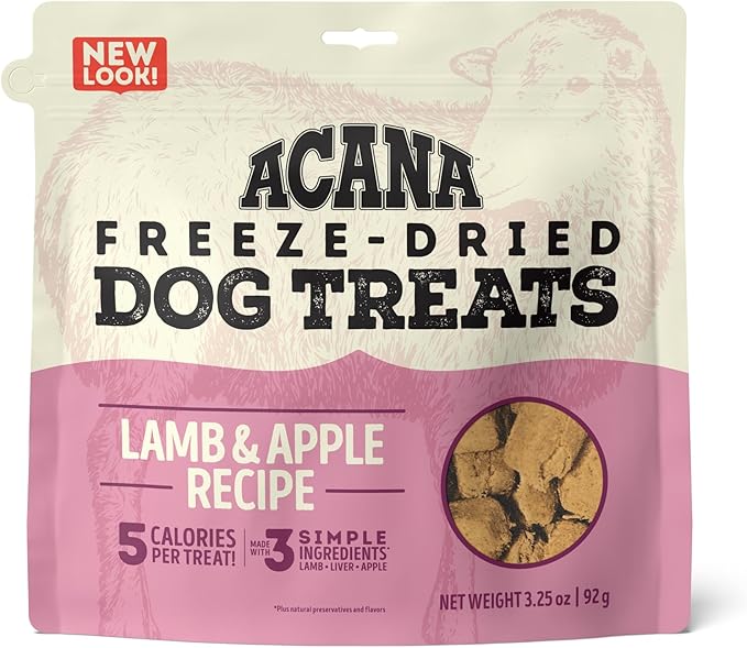 ACANA Singles Freeze Dried Dog Treats, Limited Ingredient Grain Free Lamb & Apple Recipe, 3.25oz