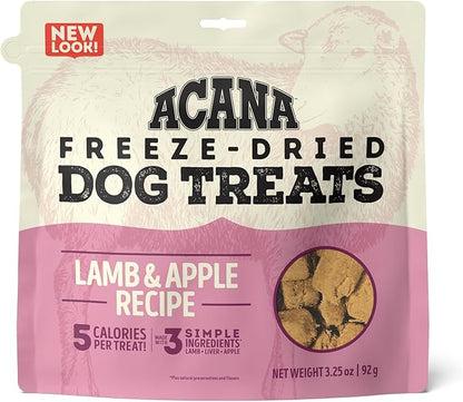 ACANA Singles Freeze Dried Dog Treats, Limited Ingredient Grain Free Lamb & Apple Recipe, 3.25oz