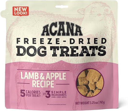 ACANA Singles Freeze Dried Dog Treats, Limited Ingredient Grain Free Lamb & Apple Recipe, 3.25oz