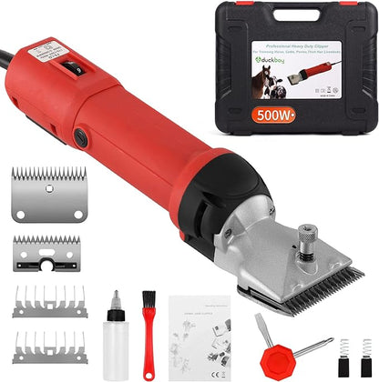 Heavy Duty Clippers for Thick Coats Animals, 500W Professional Electric Shearing Machine for Horse Pony Cattle and Large Dogs Livestocks Grooming, 6 Speed & 2 Detachable Shearing Blades