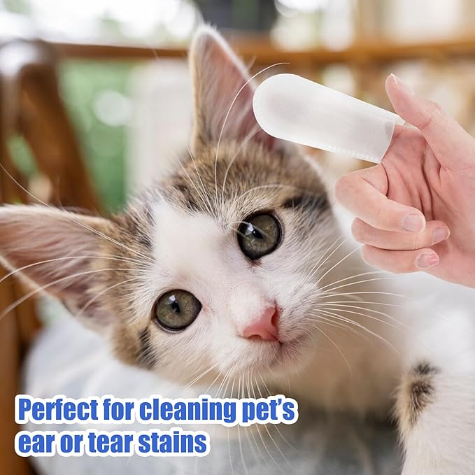 Avont 2 Pack Dog Ear Cleaner Wipes, Gentle Ear Relief Cleaning Finger Sheath for Cats Pets, 100 Disposable Pieces