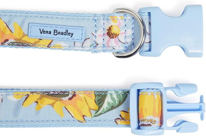 Vera Bradley Women's Recycled Lighten Up Water-repellent Adjustable Pet Collar, Sunflower Sky, Large