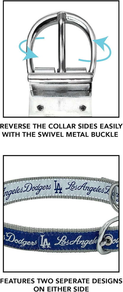 Pets First Los Angeles Dodgers Reversible MLB Dog Collar, Large. Premium Home & Away Two-Sided Pet Collar Adjustable with Metal Buckle. Your Favorite Baseball Team Pet Collar (LAD-3280-LG)