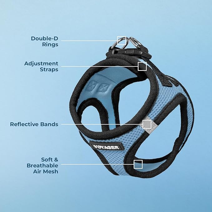 Voyager Step-In Air Dog Harness - All Weather Mesh Step in Vest Harness for Small and Medium Dogs by Best Pet Supplies - Baby Blue Base, L