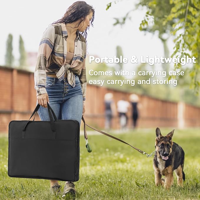 PETSFIT Dog Playpen, 36" Sturdy Pop Up Dog Kennel Foldable Dog Pen Indoor Outdoor Puppy Playpen for Medium Dogs Cats with Traveling Bag Zipper Sealed Removable Mesh Top Leakproof Bottom Mat Black M