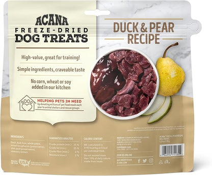 ACANA Singles Freeze Dried Dog Treats, Limited Ingredient Grain Free Duck & Pear Recipe, 1.25oz